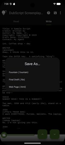 DubScript Screenplay Writer для Android — скриншот 4