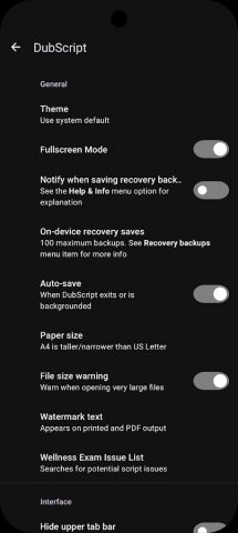 DubScript Screenplay Writer для Android — скриншот 5