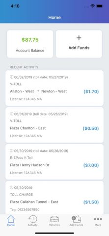 EZ Tolls MA для iOS — скриншот 1