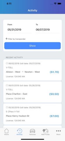 EZ Tolls MA для iOS — скриншот 2