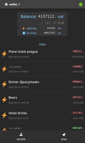 Electrum Bitcoin Wallet для Android — скриншот 1