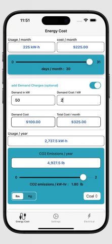 Energy Cost Calculator для iOS — скриншот 3