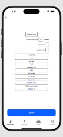 Energy Cost Calculator для iOS — скриншот 4