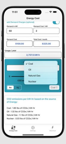 Energy Cost Calculator для iOS — скриншот 5