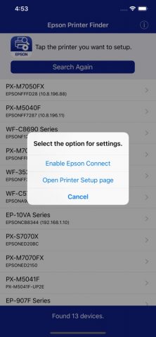 Epson Printer Finder для iOS — скриншот 2