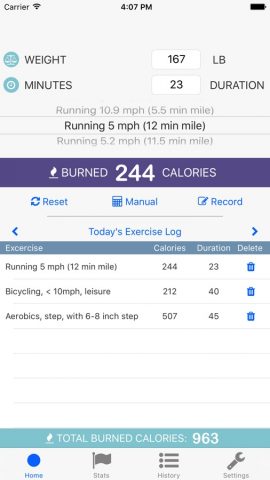Exercise Calorie Calculator — With Tracker для iOS — скриншот 1