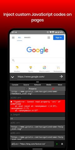 F12 | Inspect Element, Console для Android — скриншот 4