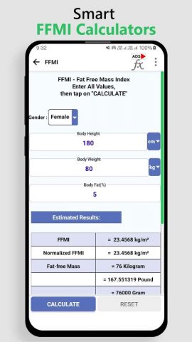 FFMI Calculator for Body Fat для Android — скриншот 2