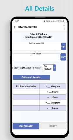 FFMI Calculator for Body Fat для Android — скриншот 3