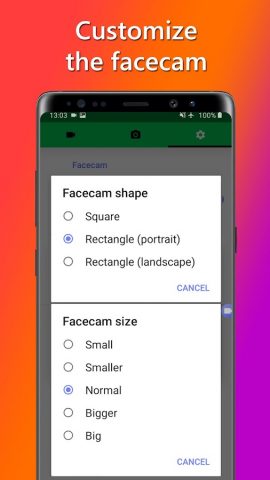 FaceCam Screen Recorder для Android — скриншот 3