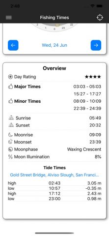 Fishing Times Calendar для iOS — скриншот 2