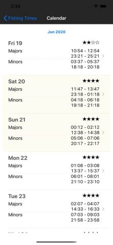Fishing Times Calendar для iOS — скриншот 3