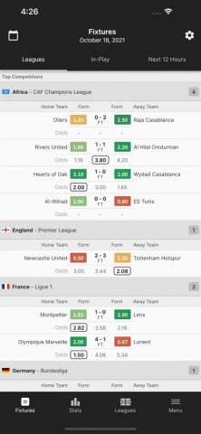 FootyStats — Football Stats для iOS — скриншот 1