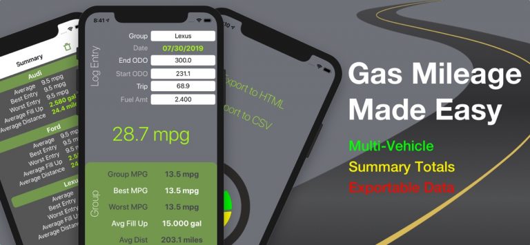 Gas Mileage Calculator and Log для iOS — скриншот 1