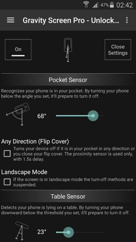 Gravity Screen — On/Off для Android — скриншот 1