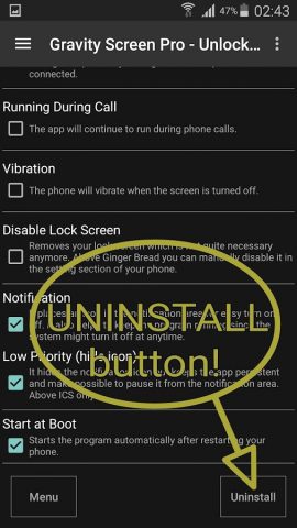 Gravity Screen — On/Off для Android — скриншот 2