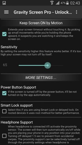 Gravity Screen — On/Off для Android — скриншот 4