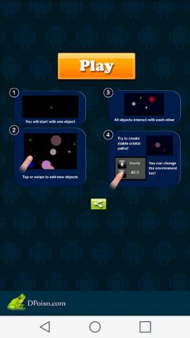 Gravity Simulator для Android — скриншот 1