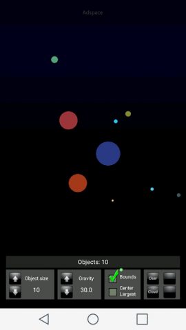 Gravity Simulator для Android — скриншот 2