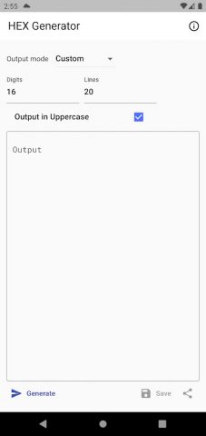 HEX Generator для Android — скриншот 1