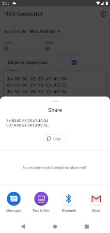 HEX Generator для Android — скриншот 4