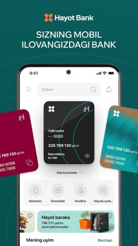 Hayot Bank для Android — скриншот 1