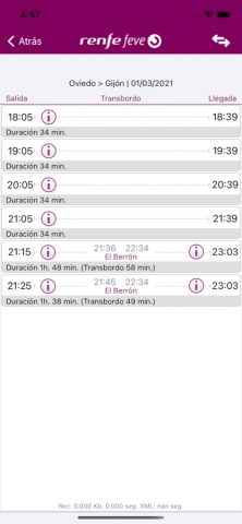 Horarios Renfe Feve для iOS — скриншот 2