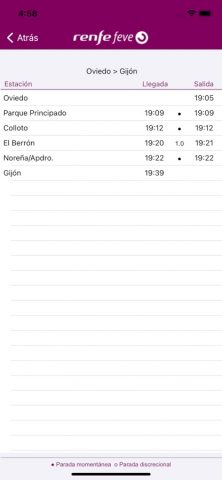 Horarios Renfe Feve для iOS — скриншот 3