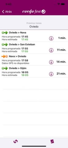 Horarios Renfe Feve для iOS — скриншот 5