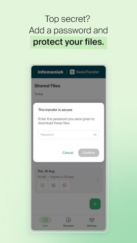 Infomaniak SwissTransfer для Android — скриншот 3