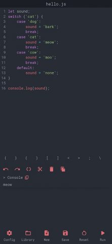 JavaScript Editor для Android — скриншот 1