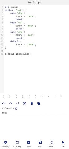 JavaScript Editor для Android — скриншот 3