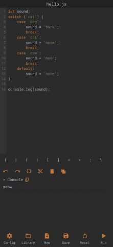JavaScript Editor для Android — скриншот 4