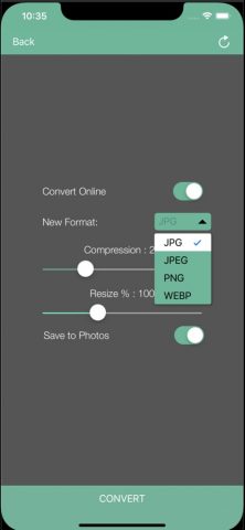 Jpeg Png Webp конвертер для iOS — скриншот 3