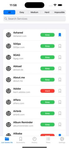 Just Delete Me для iOS — скриншот 1