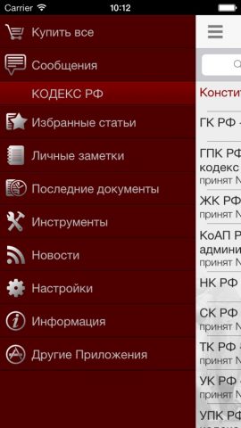 Кодекс РФ для iOS — скриншот 4