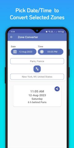 Конвертер часовых поясов для Android — скриншот 3