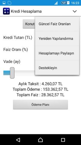 Kredi Hesaplama для Android — скриншот 3
