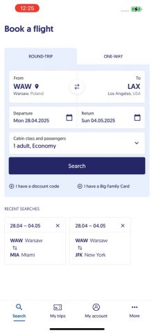 LOT Polish Airlines для iOS — скриншот 1