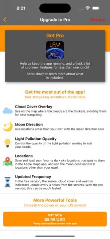 Light Pollution Map — Dark Sky для iOS — скриншот 2
