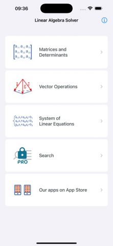 Linear Algebra — Matrix Solver для iOS — скриншот 1