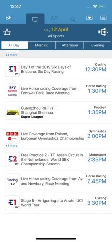 Live Sport TV Listing Guide для iOS — скриншот 1