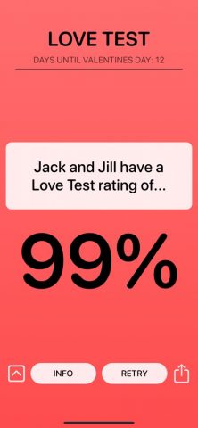 Love Test Compatibility Rating для iOS — скриншот 2