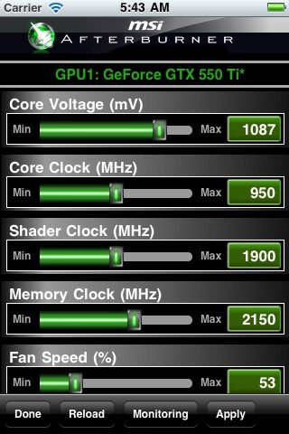 MSI Afterburner APP для iOS — скриншот 2