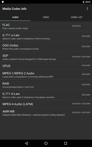 Media Codec Info для Android — скриншот 4