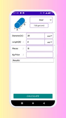 Metal Weight Calculator-Steel для Android — скриншот 3