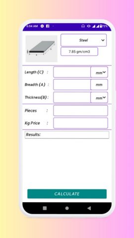 Metal Weight Calculator-Steel для Android — скриншот 5