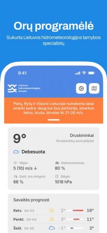 Meteo.lt для Android — скриншот 1