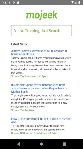 Mojeek для Android — скриншот 1