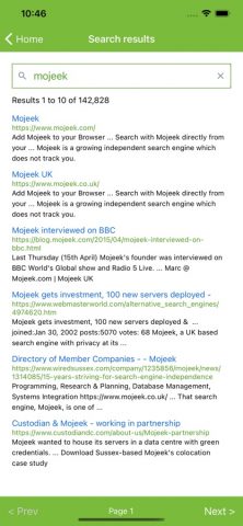 Mojeek для iOS — скриншот 2